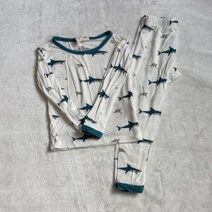 Kyte Shark Print Kids Pajamas - White and Blue